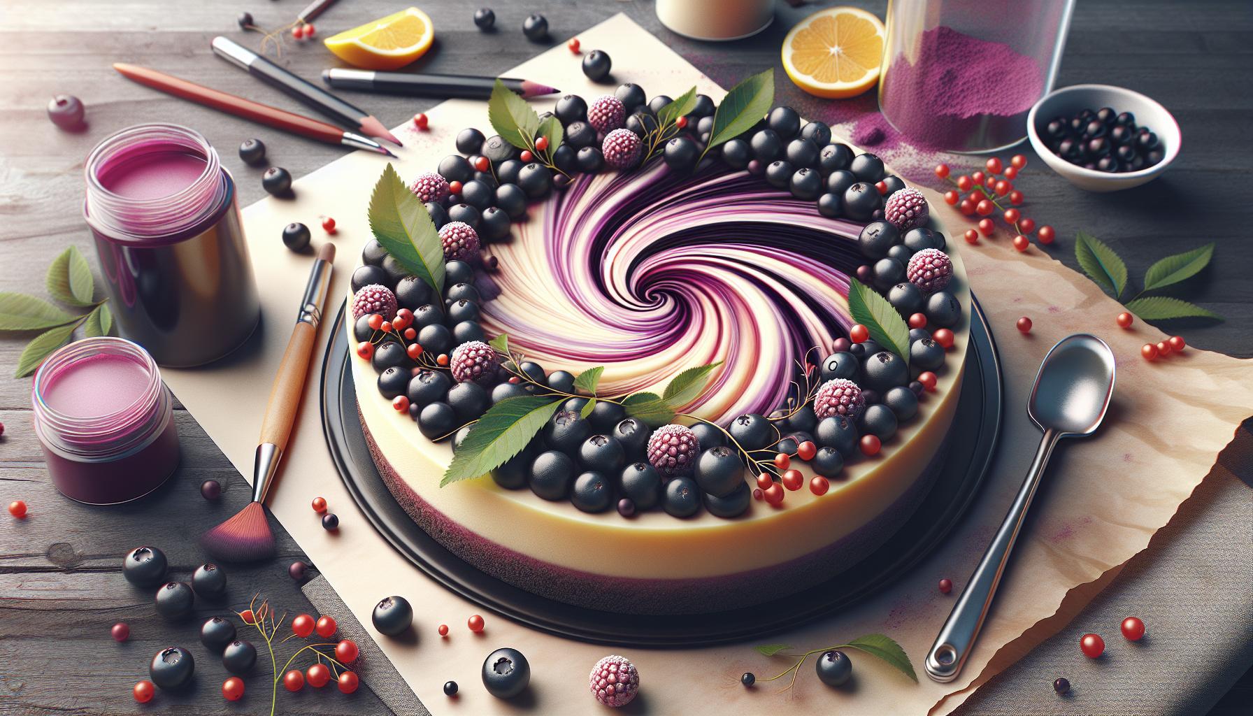 Swirled Elderberry Cheesecake